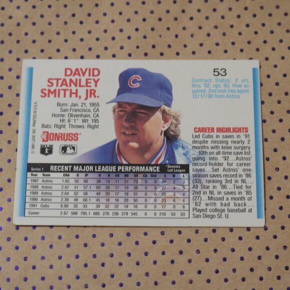Dave Smith #53 Baseball Card - Picture 2 of 2